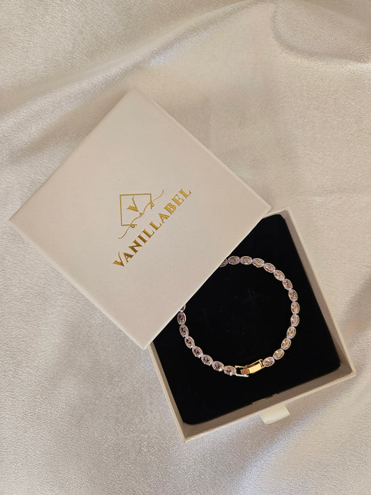 18k Gold plated tennis braclelet with crystals.